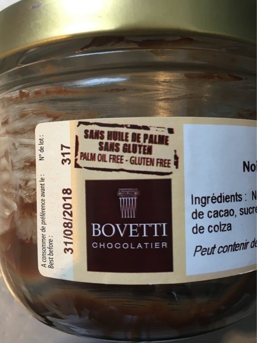 Bovetti Véritable pâte à tartiner noisettes chocolat noir packshot