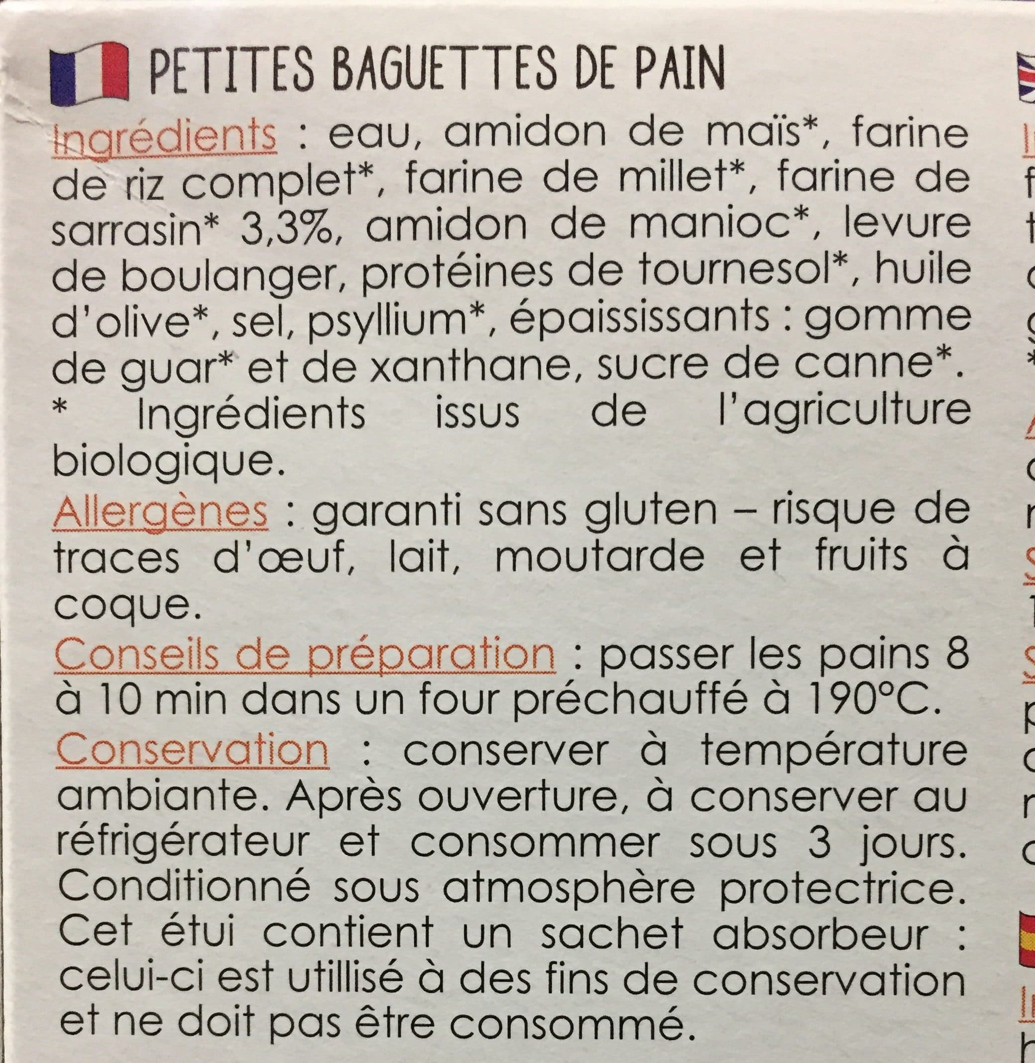 Nature & Cie 2 MINI BAGUETTES SANS GLUTEN packshot