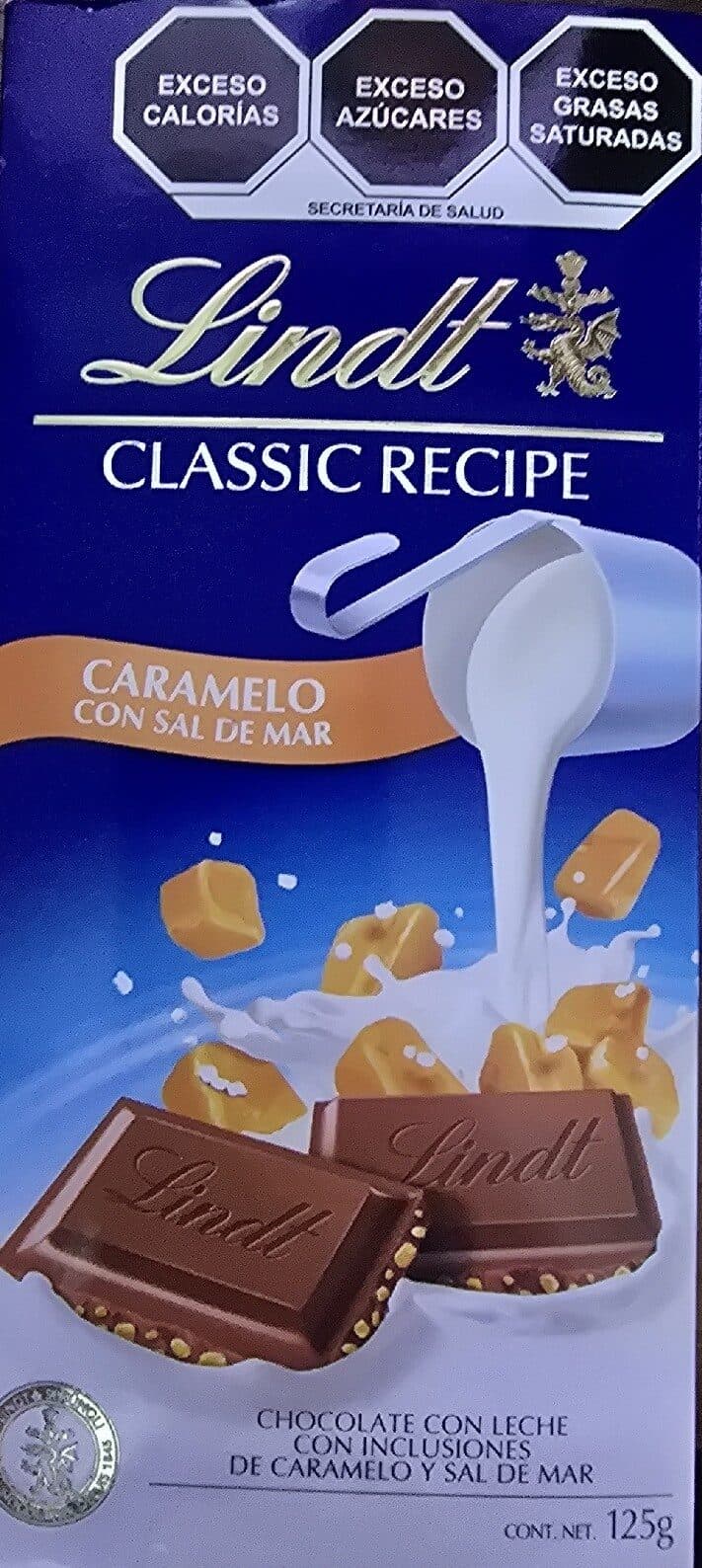 Lindt Milk Chocolate with caramel and sea salt packshot