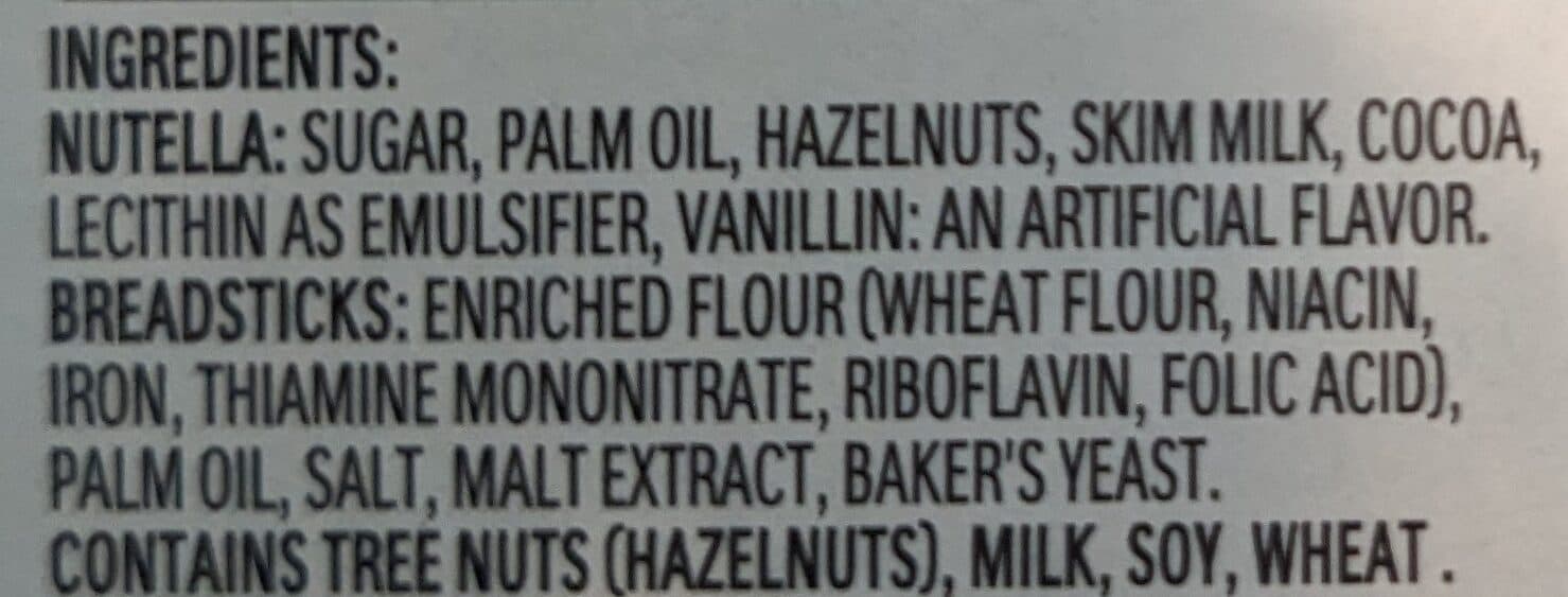 nutella Hazelnut Spread + Breadsticks packshot