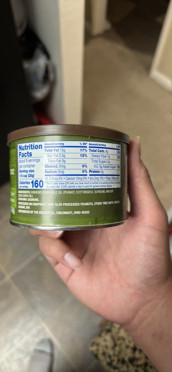 Kroger Whole Cashews Unsalted packshot