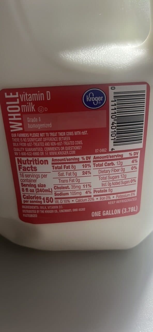 Kroger Whole vitamin D milk packshot