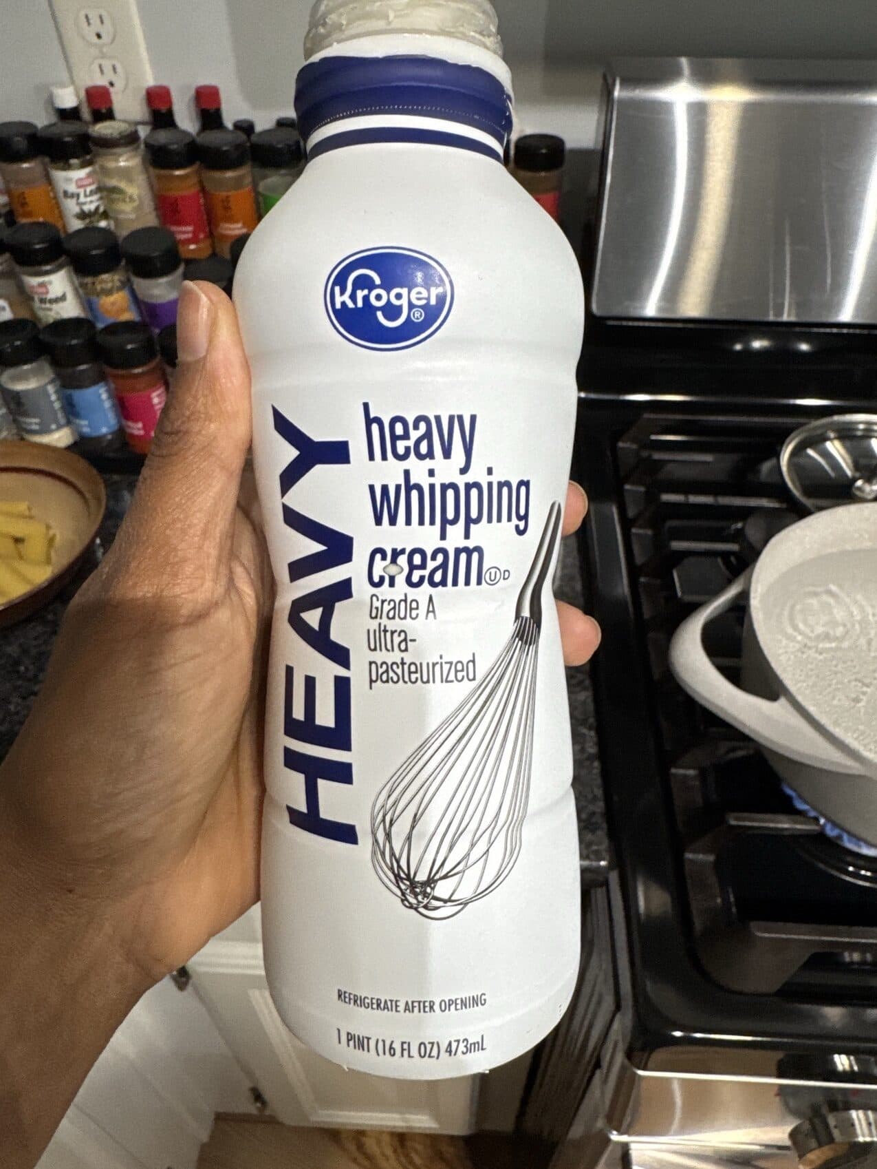 Kroger heavy whipping cream Grade A ultra-pasteurized packshot