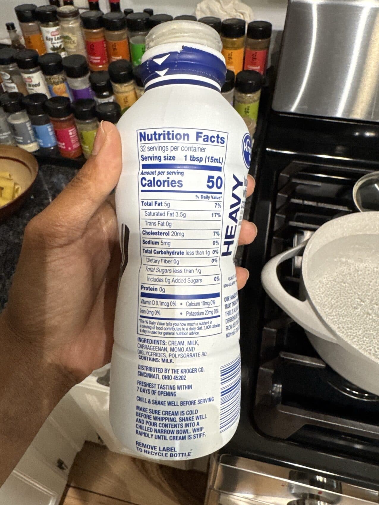 Kroger heavy whipping cream Grade A ultra-pasteurized packshot