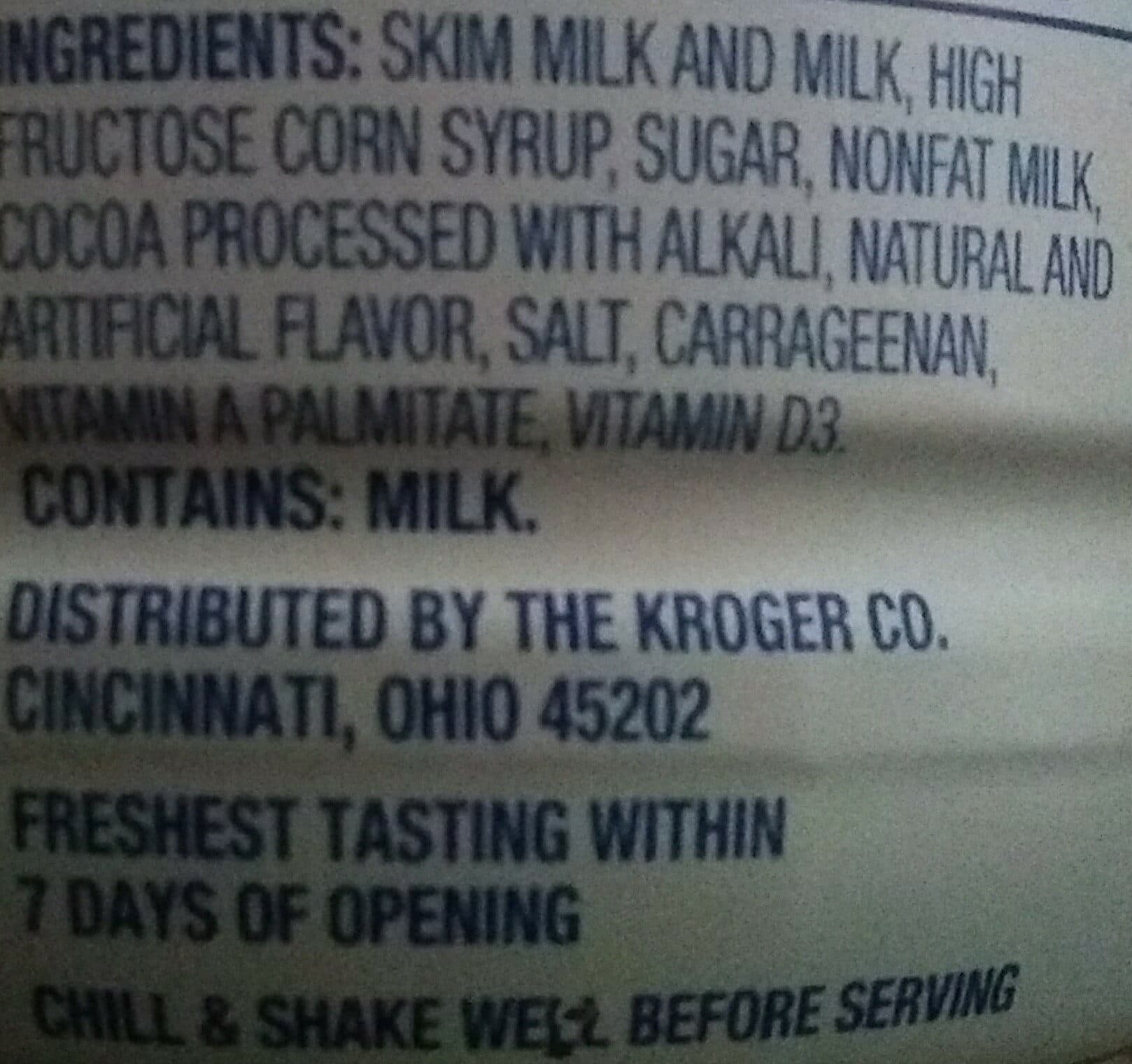 Kroger Chocolate 1% lowfat milk packshot
