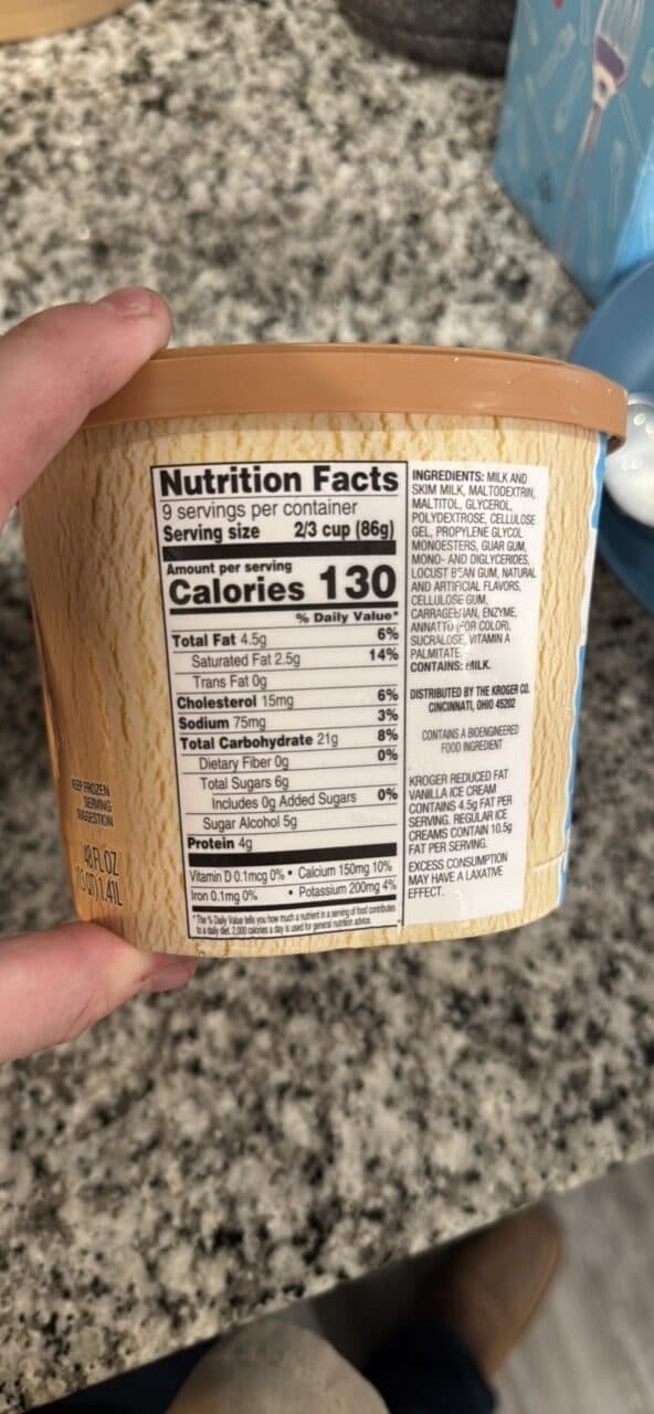 Kroger Deluxe Churned Vividly Vanilla Reduced Fat Ice Cream packshot