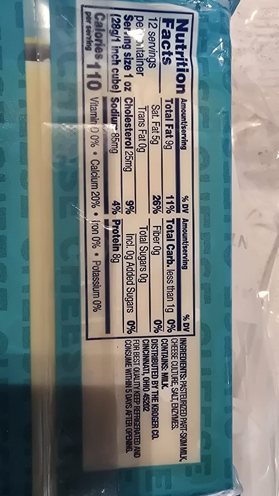 Kroger Swiss All Natural Cheese packshot