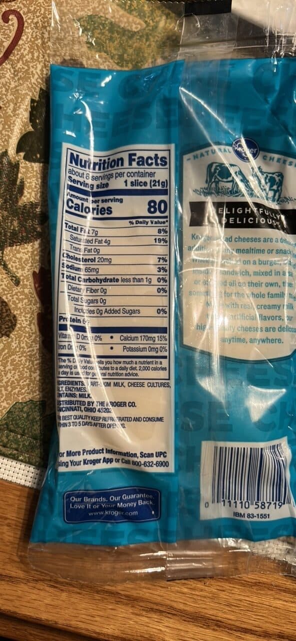 Kroger Swiss Cheese Slices packshot