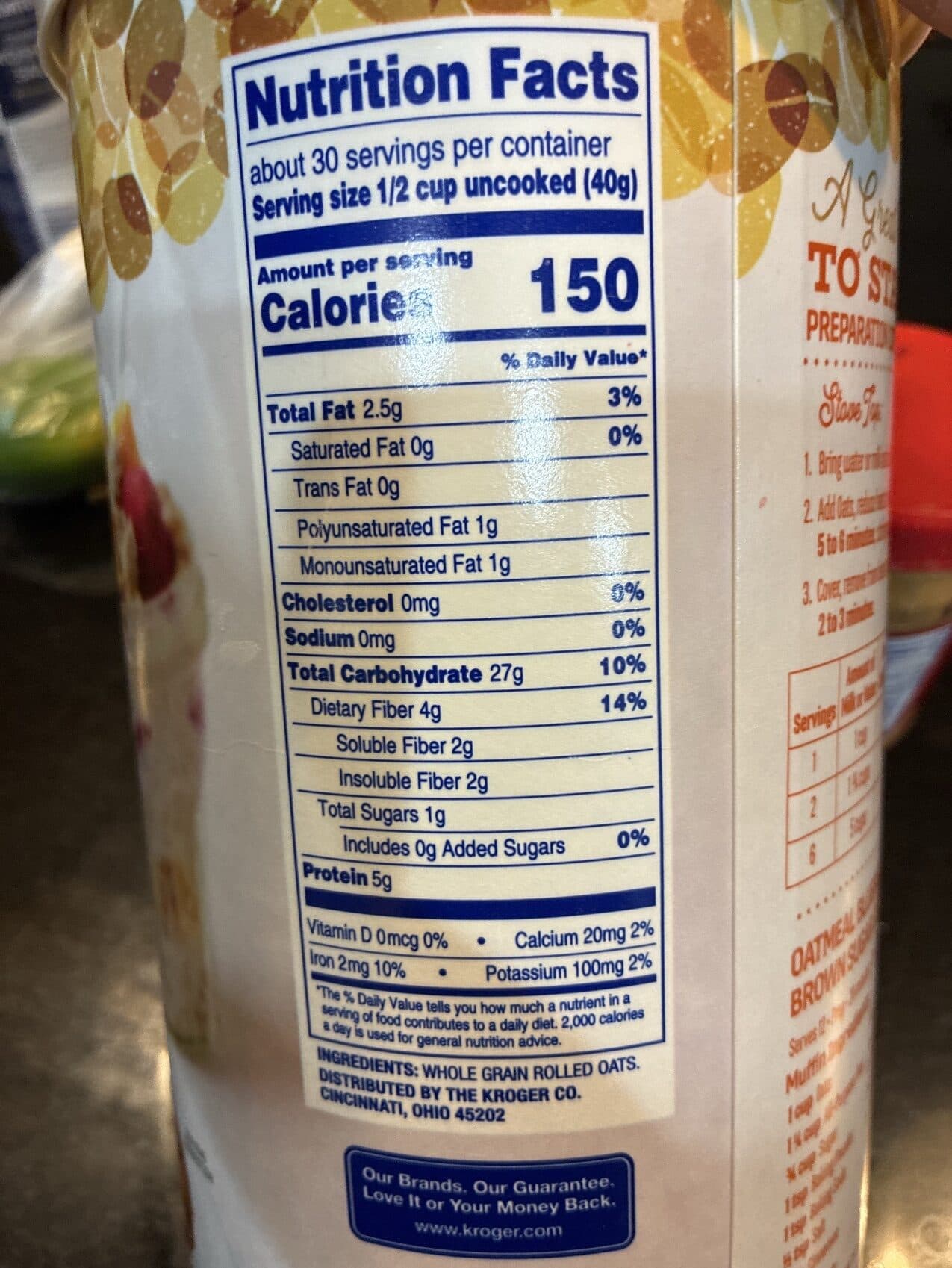 Kroger Old Fashioned Oats packshot