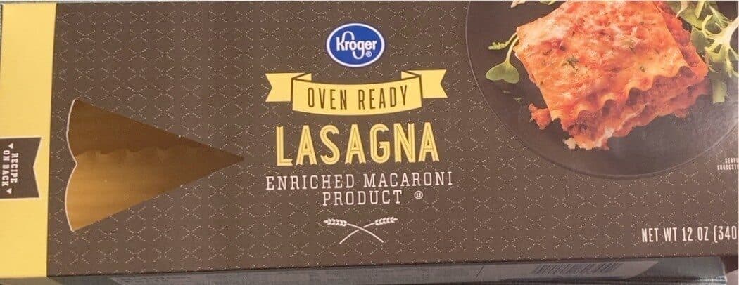 Kroger Oven Ready Lasagne packshot