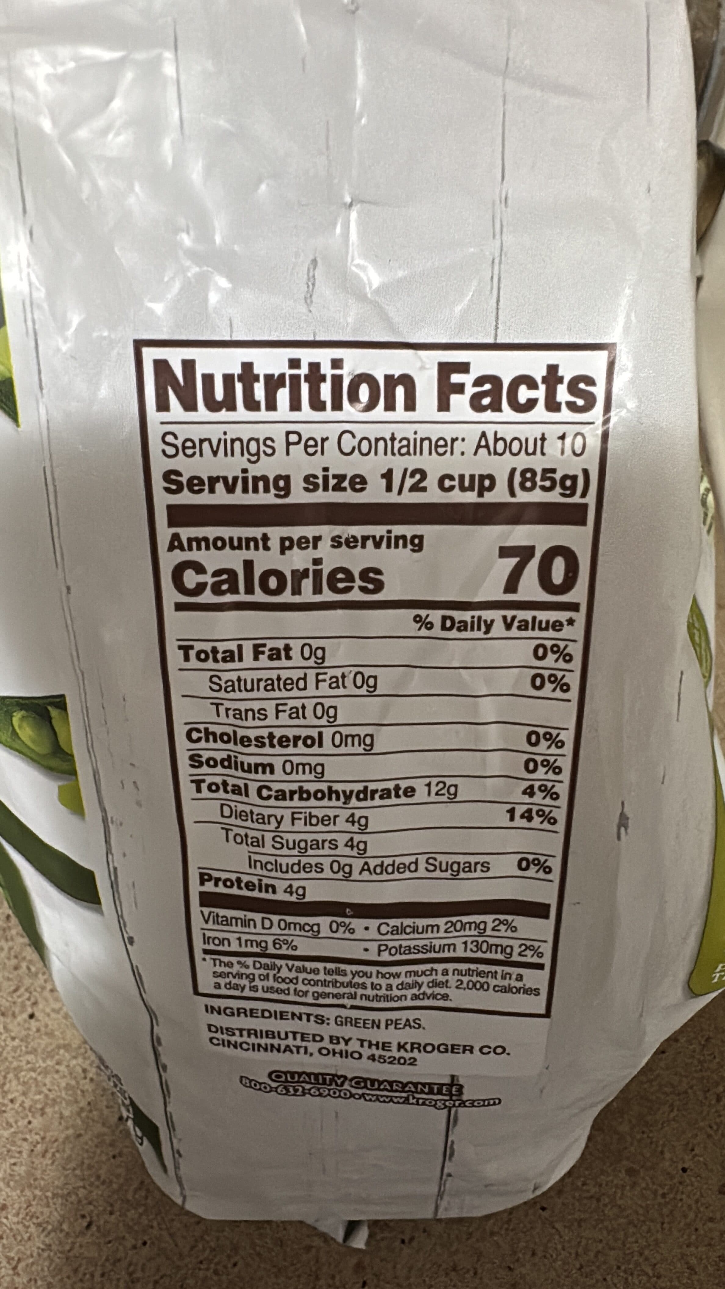 Kroger Green Peas packshot