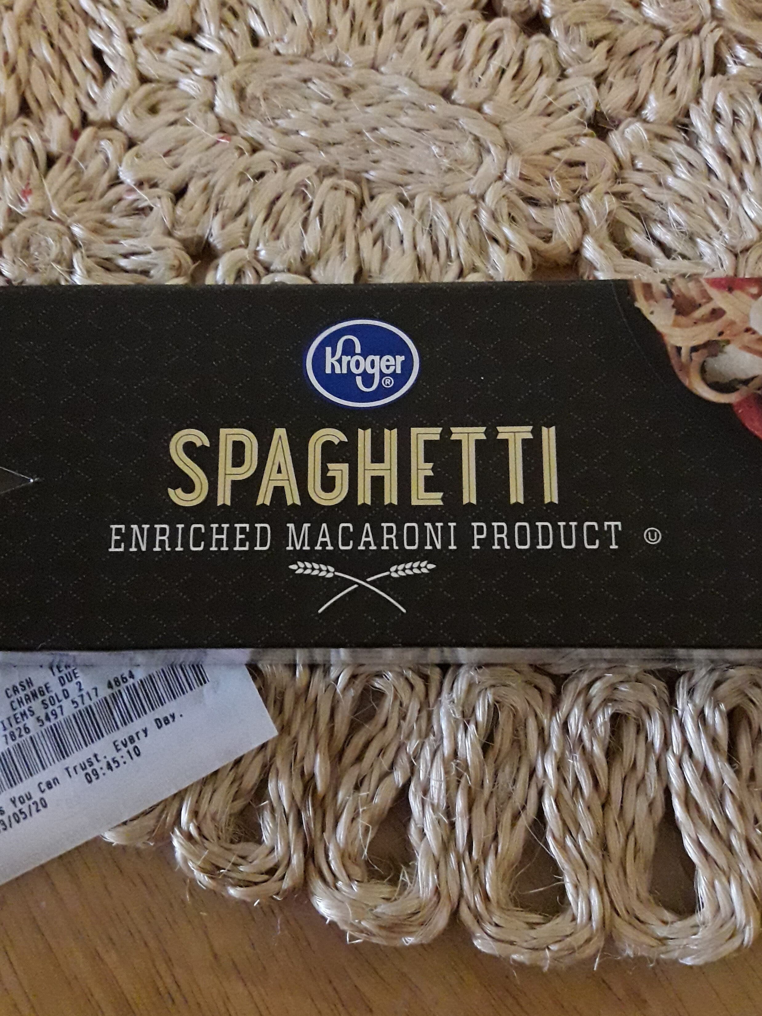 Kroger Enriched, Spaghetti packshot
