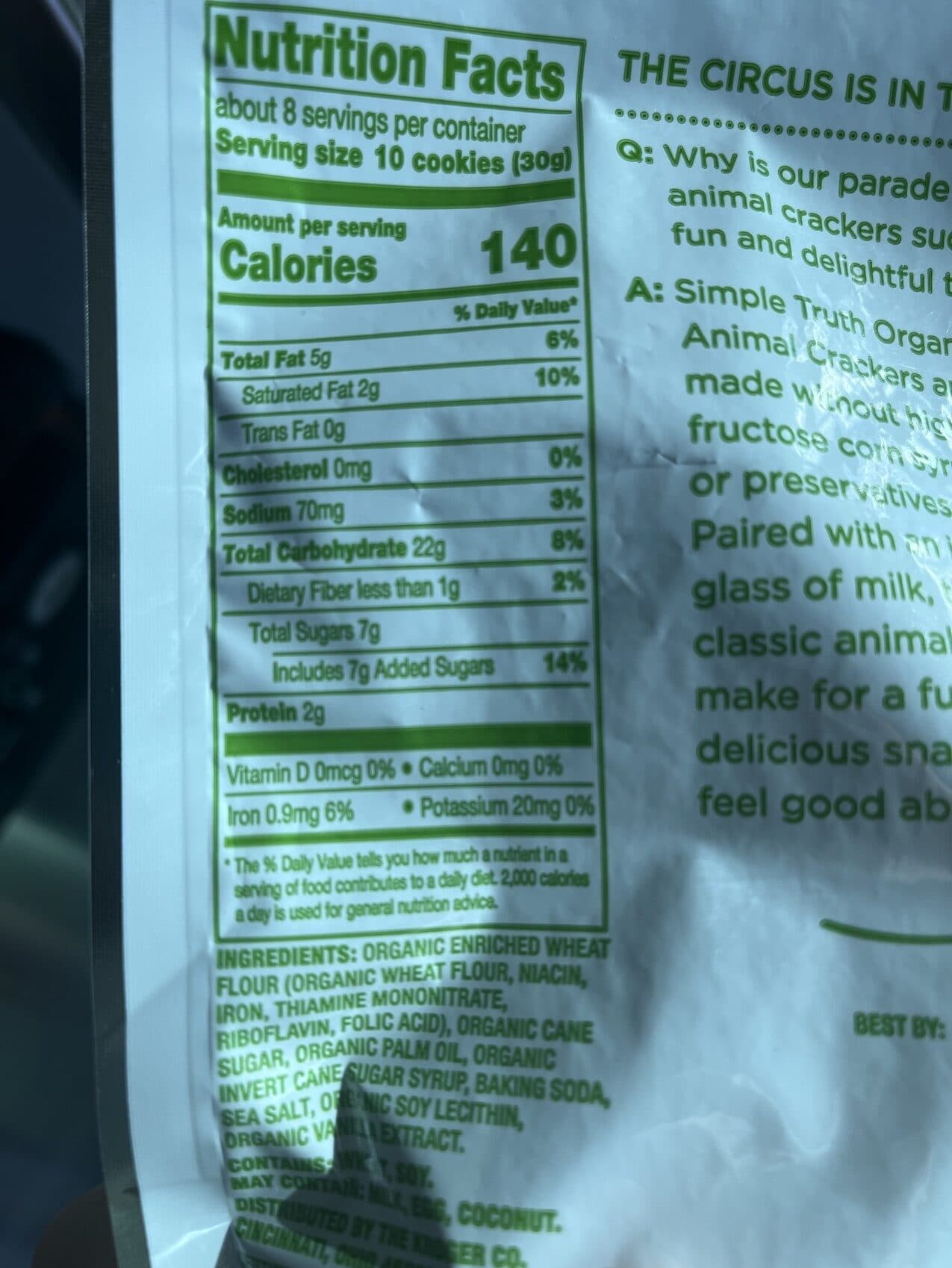 Simple Truth Organic Animal Crackers packshot