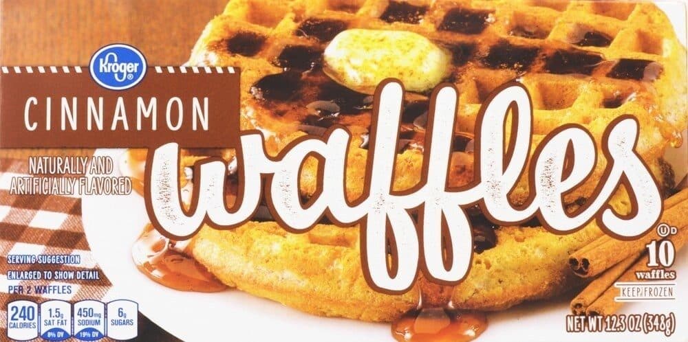Kroger Cinnamon waffles packshot