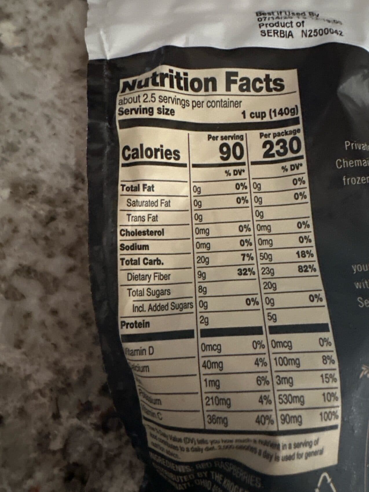 Private Selection Frozen Red Raspberries packshot