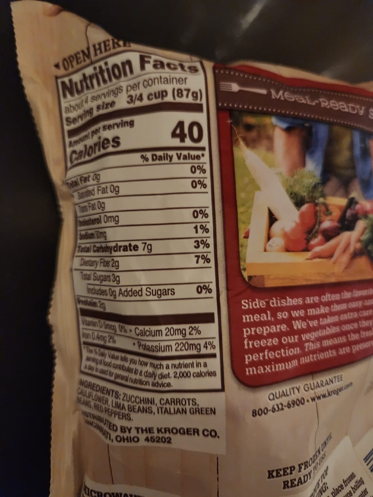 Kroger Kroger, meal - ready sides italian style vegetables packshot