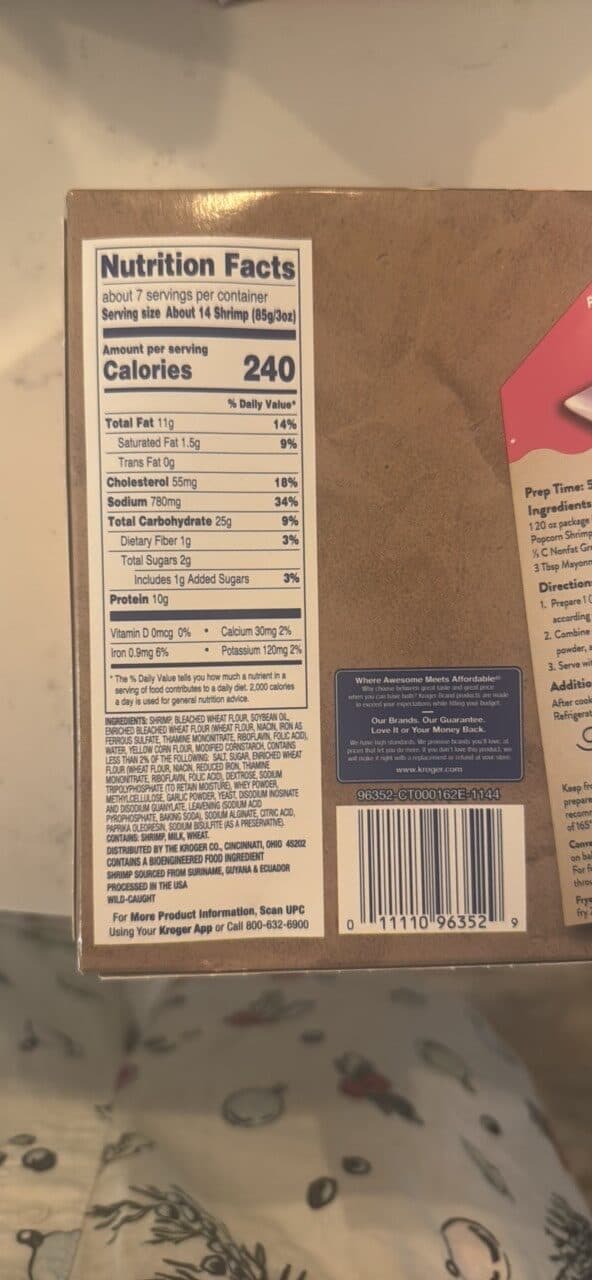 Kroger Crunchy Popcorn Shrimp packshot