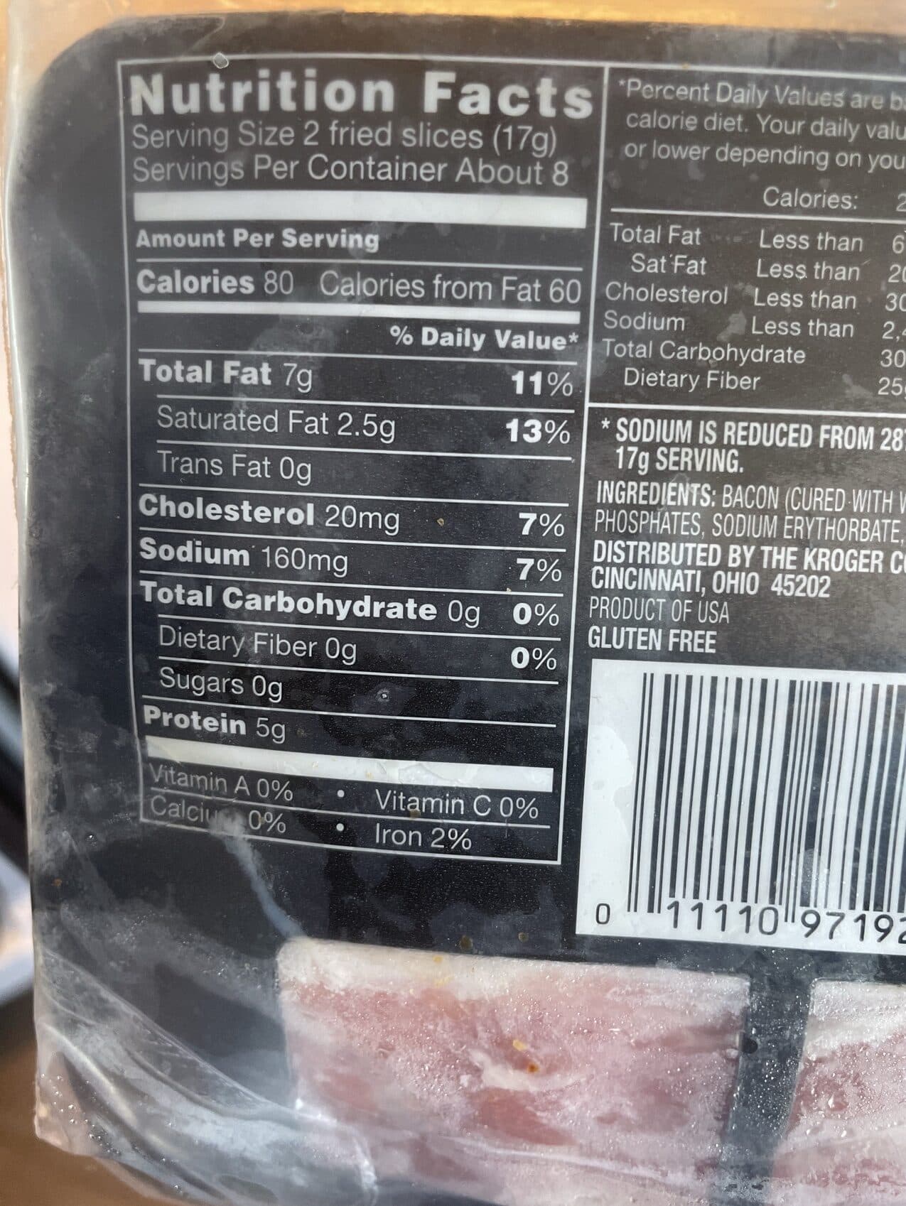 Kroger Lower Sodium Naturally Hardwood Smoked Bacon packshot