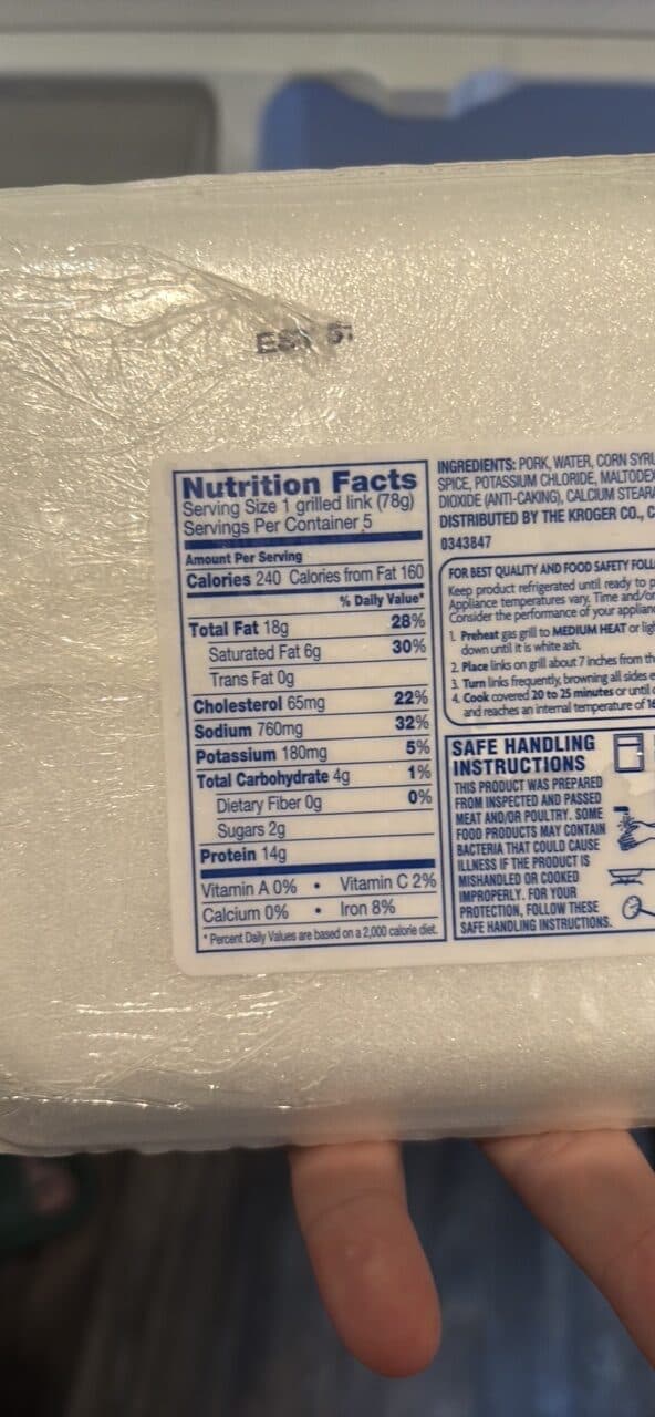 Kroger Classic Bratwurst Sausage packshot