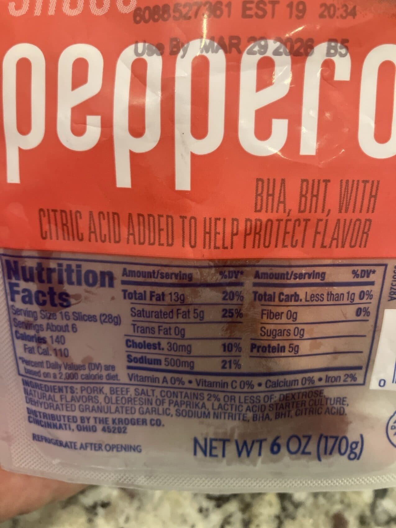 Kroger Sliced Pepperoni packshot