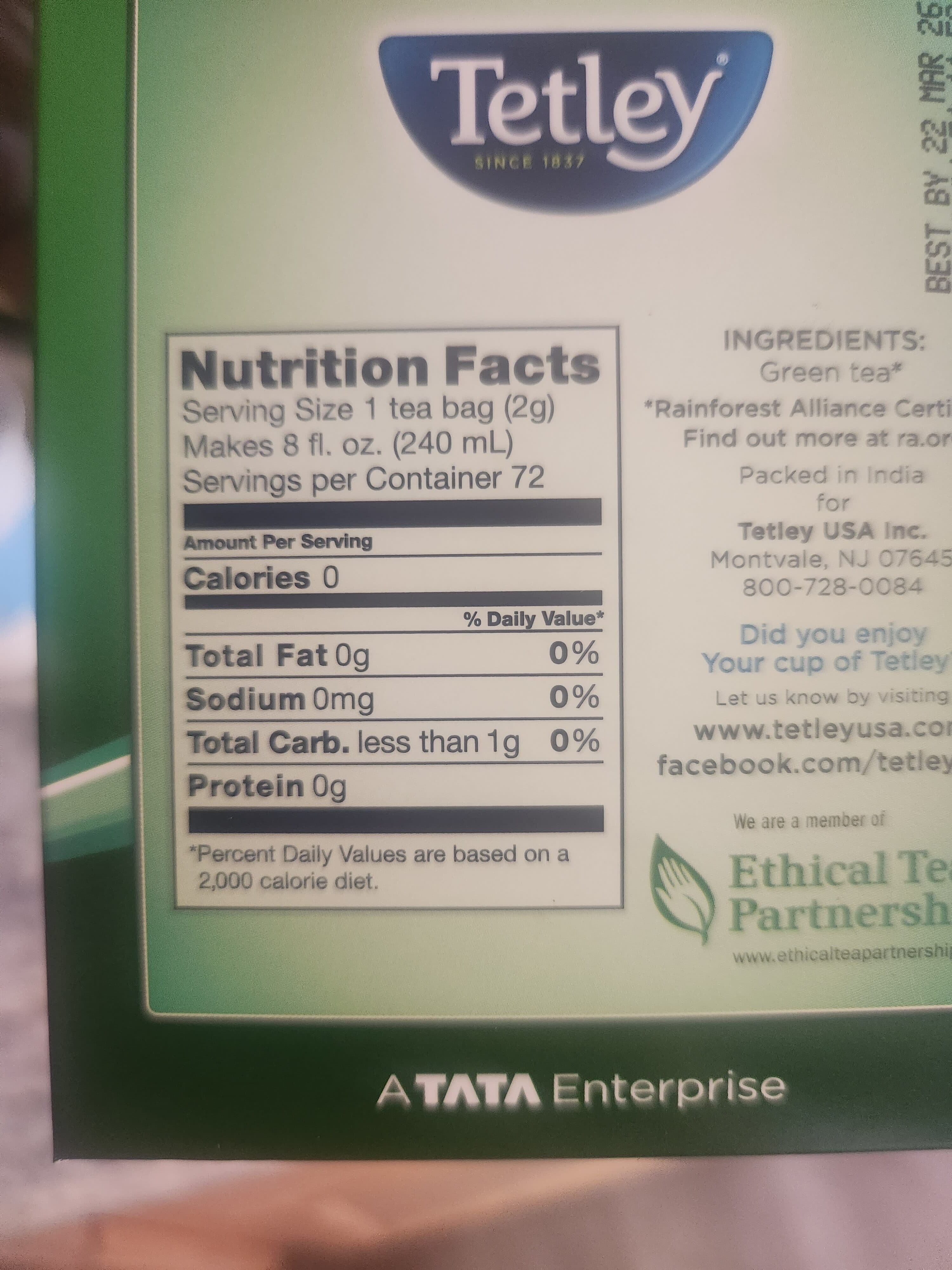 Tetley Green Tea packshot