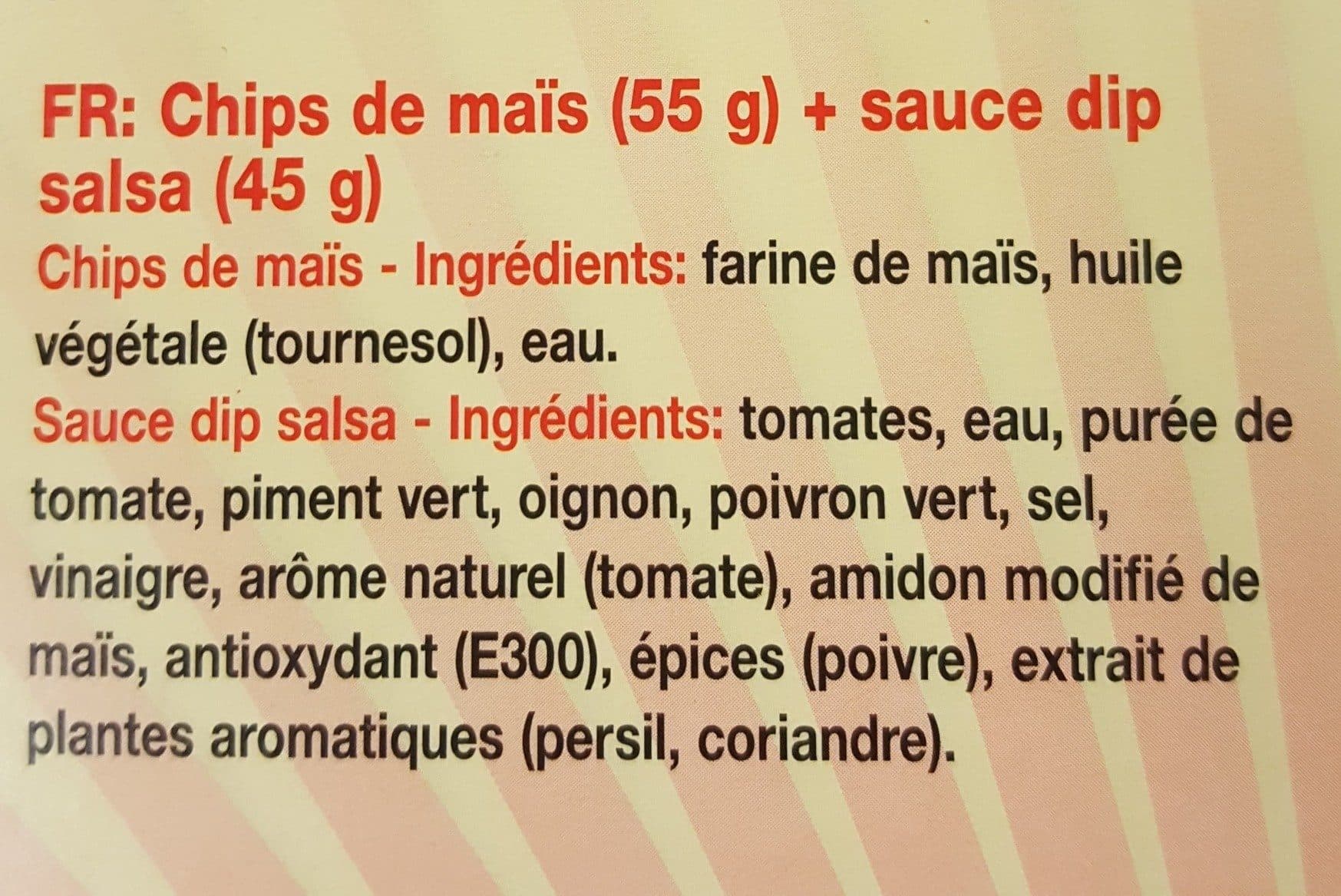 Open Food Facts Nacho to go + salsa dip packshot