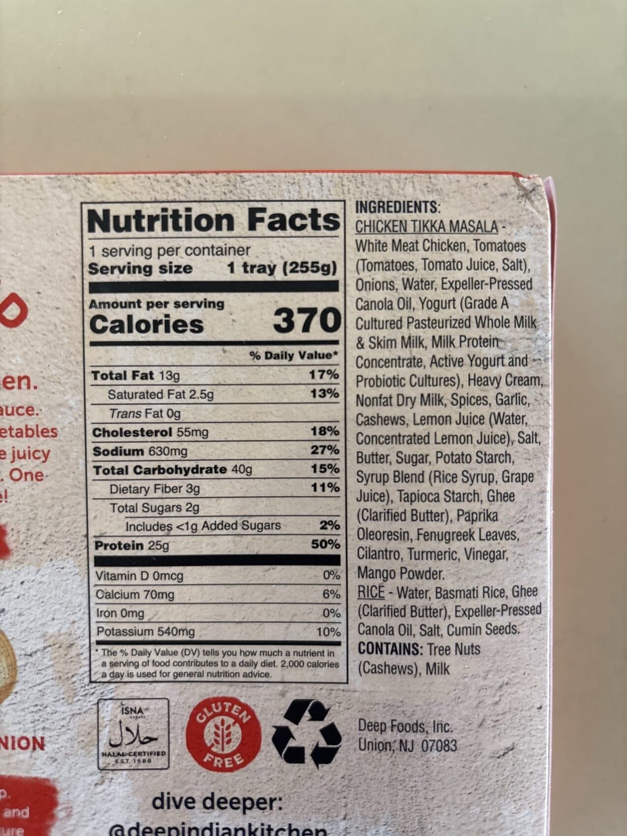 deep Indian Kitchen Chicken Tikka Masala packshot