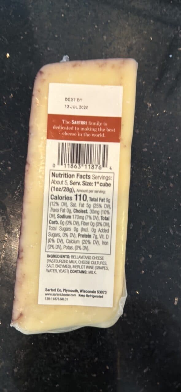 SARTORI MERLOT BELLAVITANO CHEESE packshot