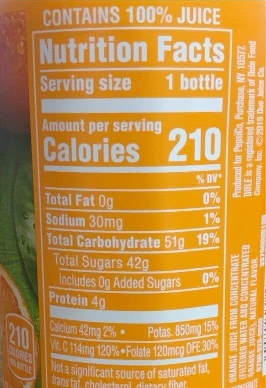 Ocean Spray Dole Orange Juice packshot