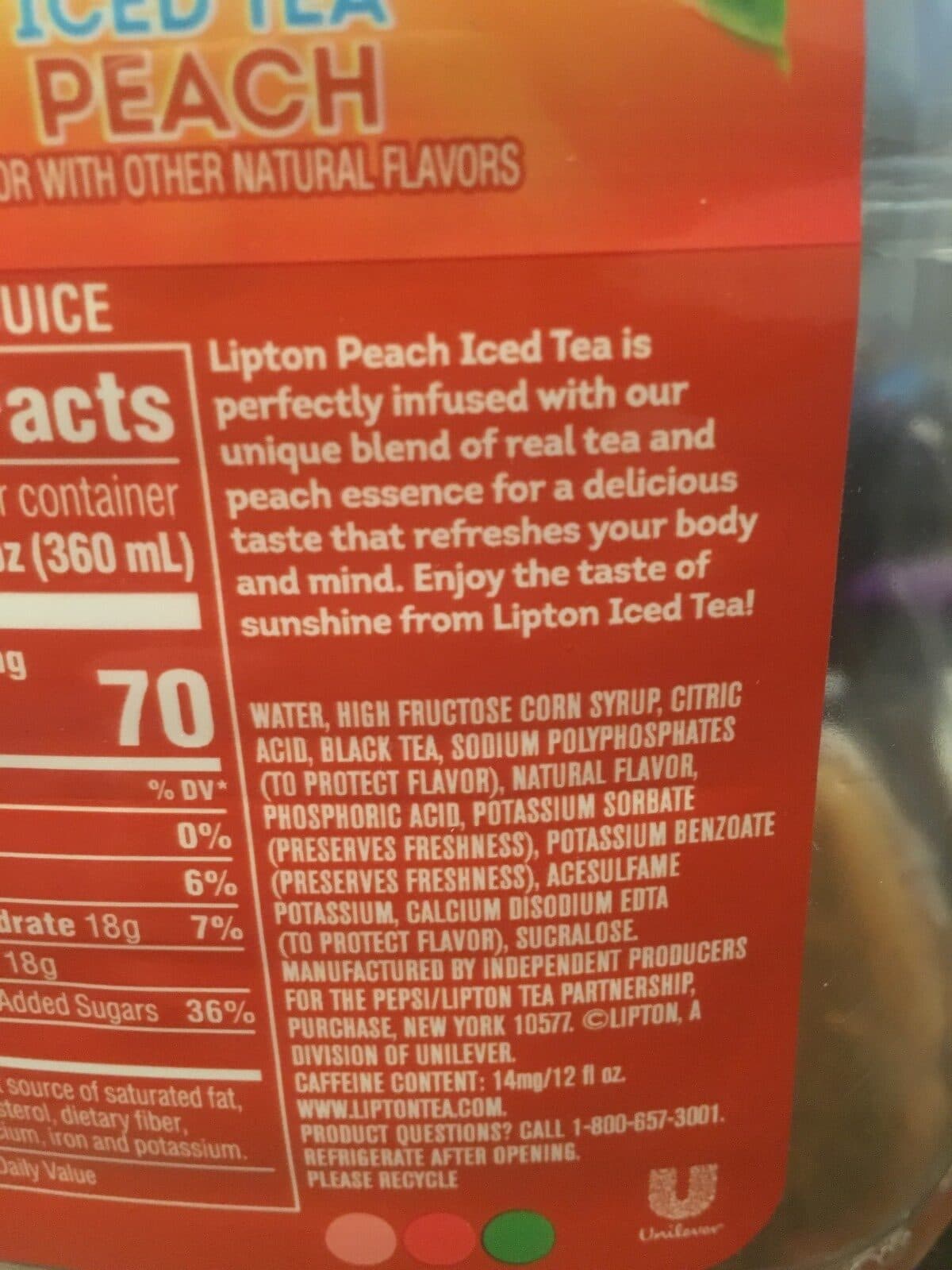 Lipton Iced Tea Peach packshot