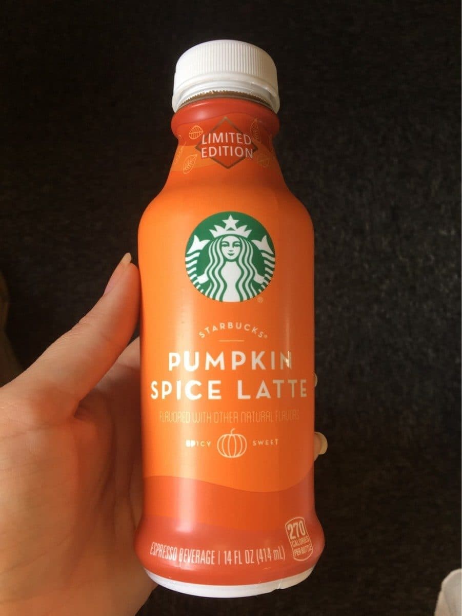 Starbucks Pumpkin spice latte iced espresso beverage, pumpkin spice latte packshot