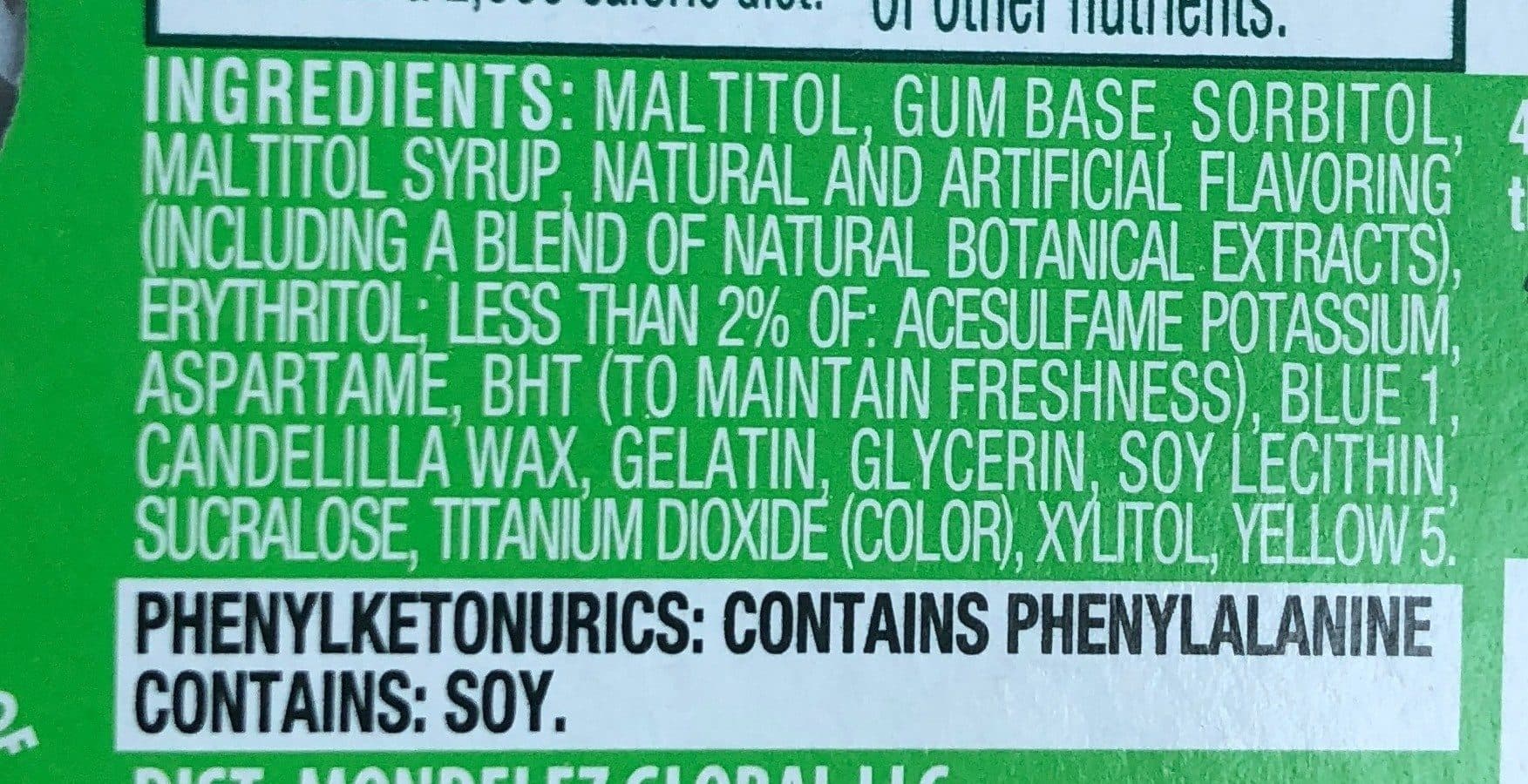 Open Food Facts Dentyne pure gum mint/melon accents sugar free1x9 pc packshot