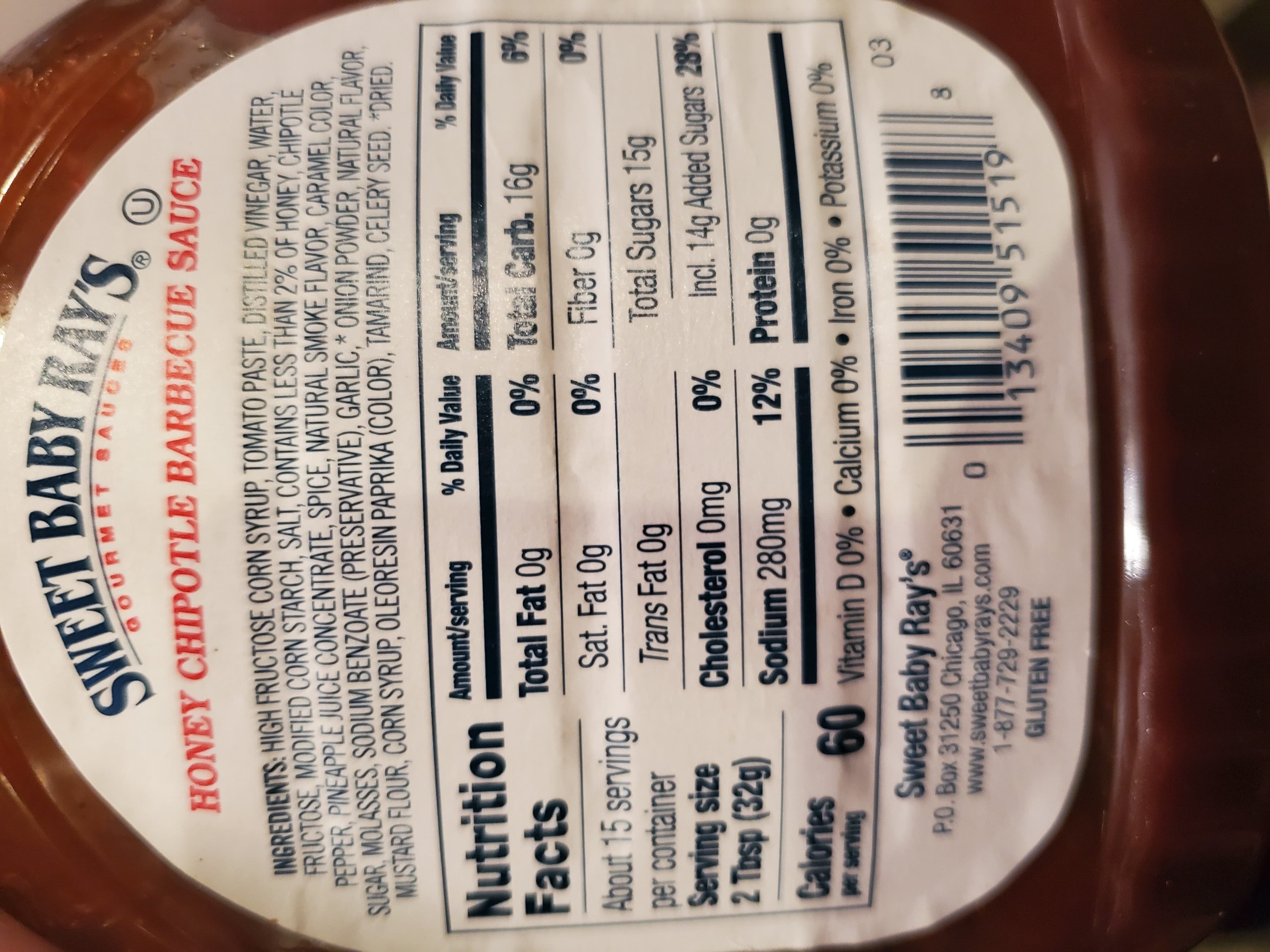 Sweet Baby Ray's Honey Chipotle Barbecue Sauce packshot