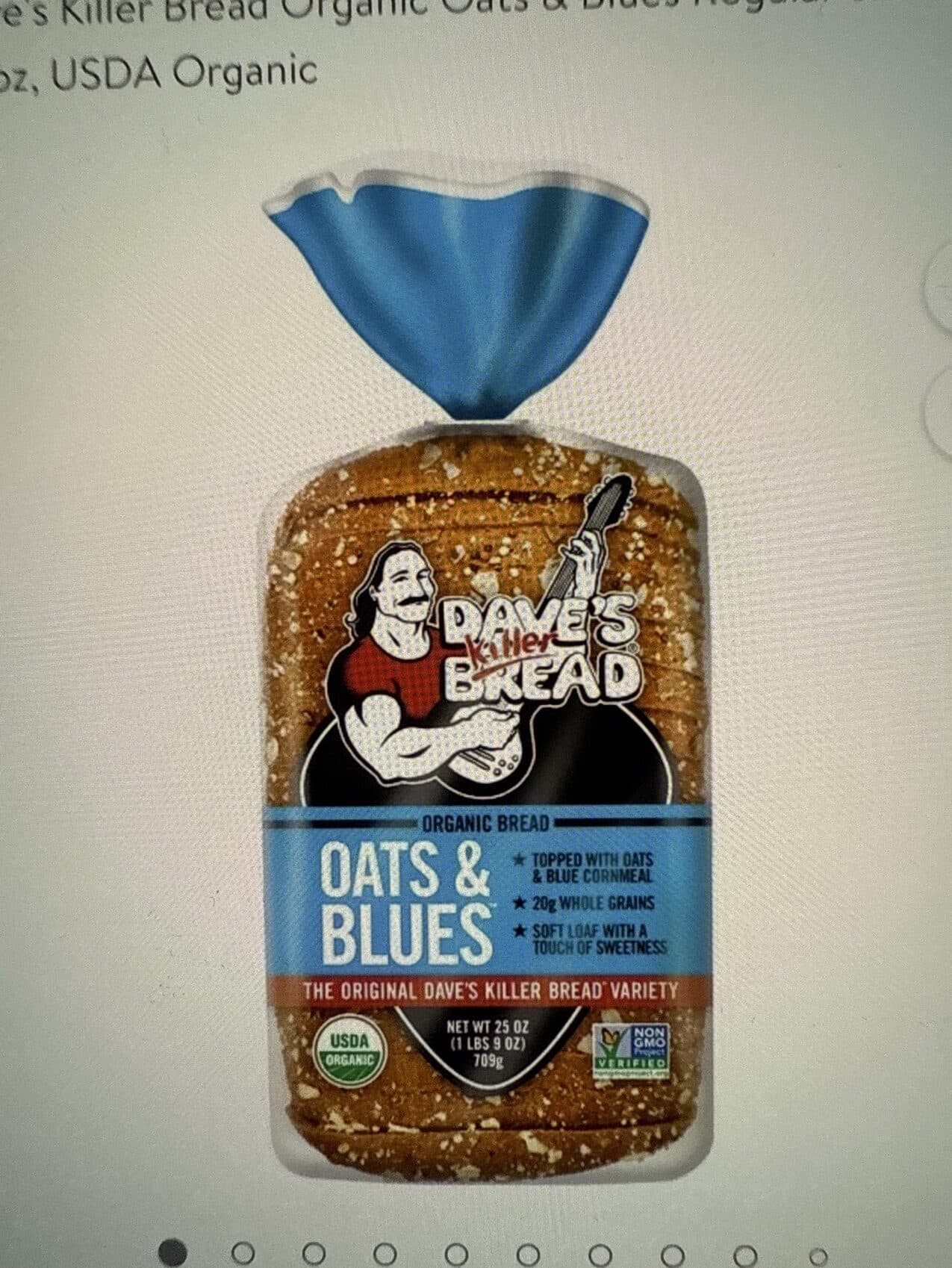 Avb Corp. Dave's killer bread, blues bread, cornmeal crust packshot