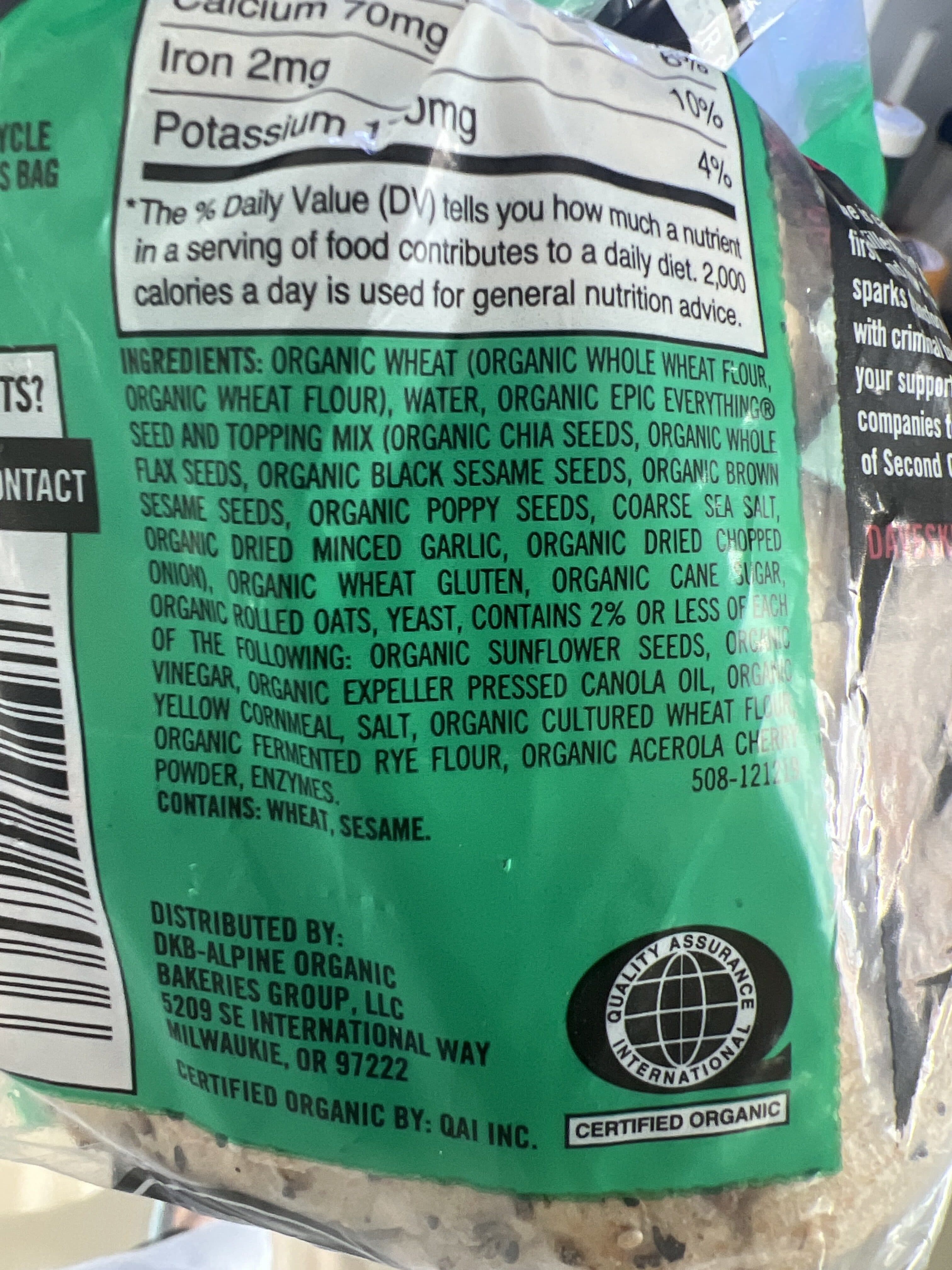 Dave's Killer Bread Organic Bagels Epic Everything packshot