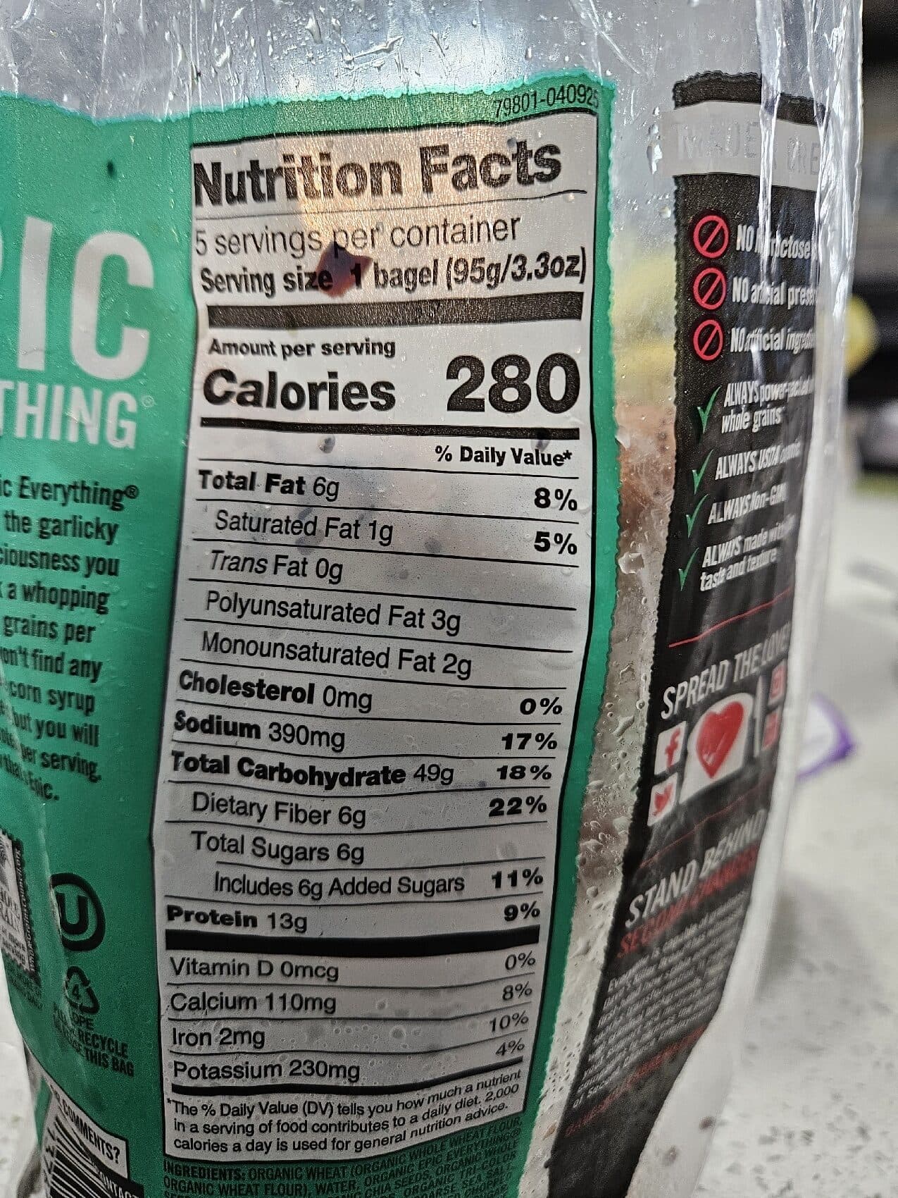 Dave's Killer Bread Organic Bagels Epic Everything packshot