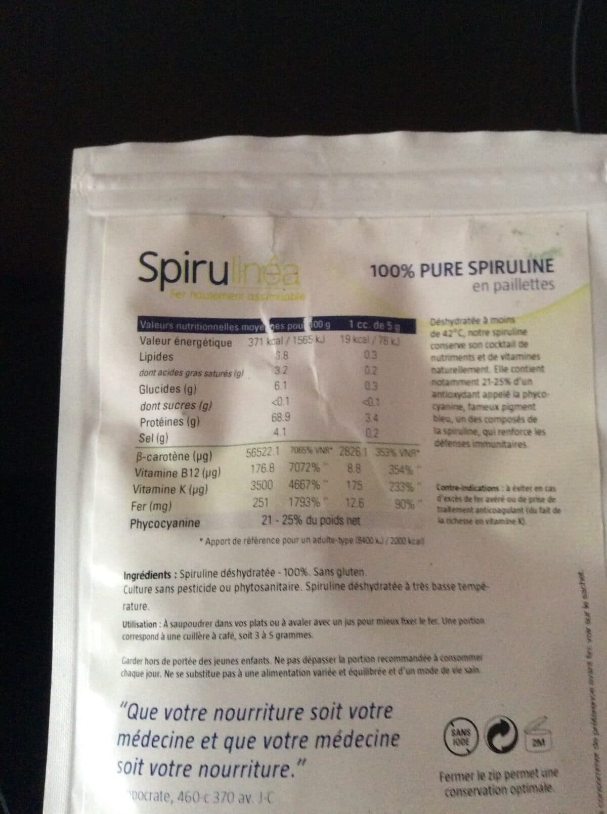 Spirulinea 100% Pure Spiruline En Paillettes packshot