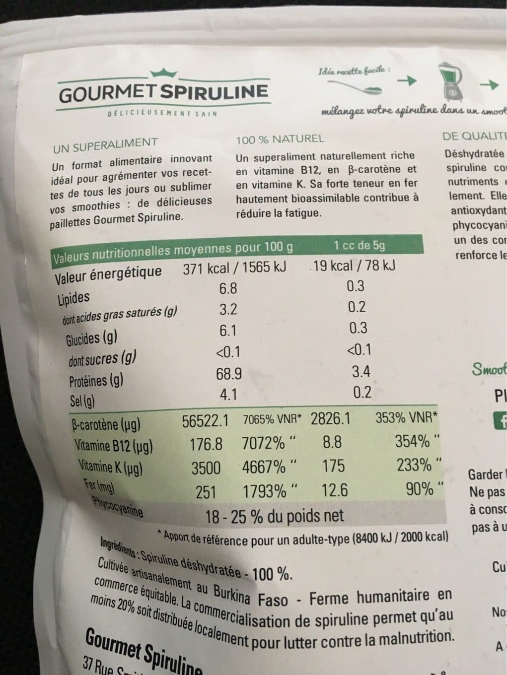 Gourmet Spiruline Spiruline paillettes packshot