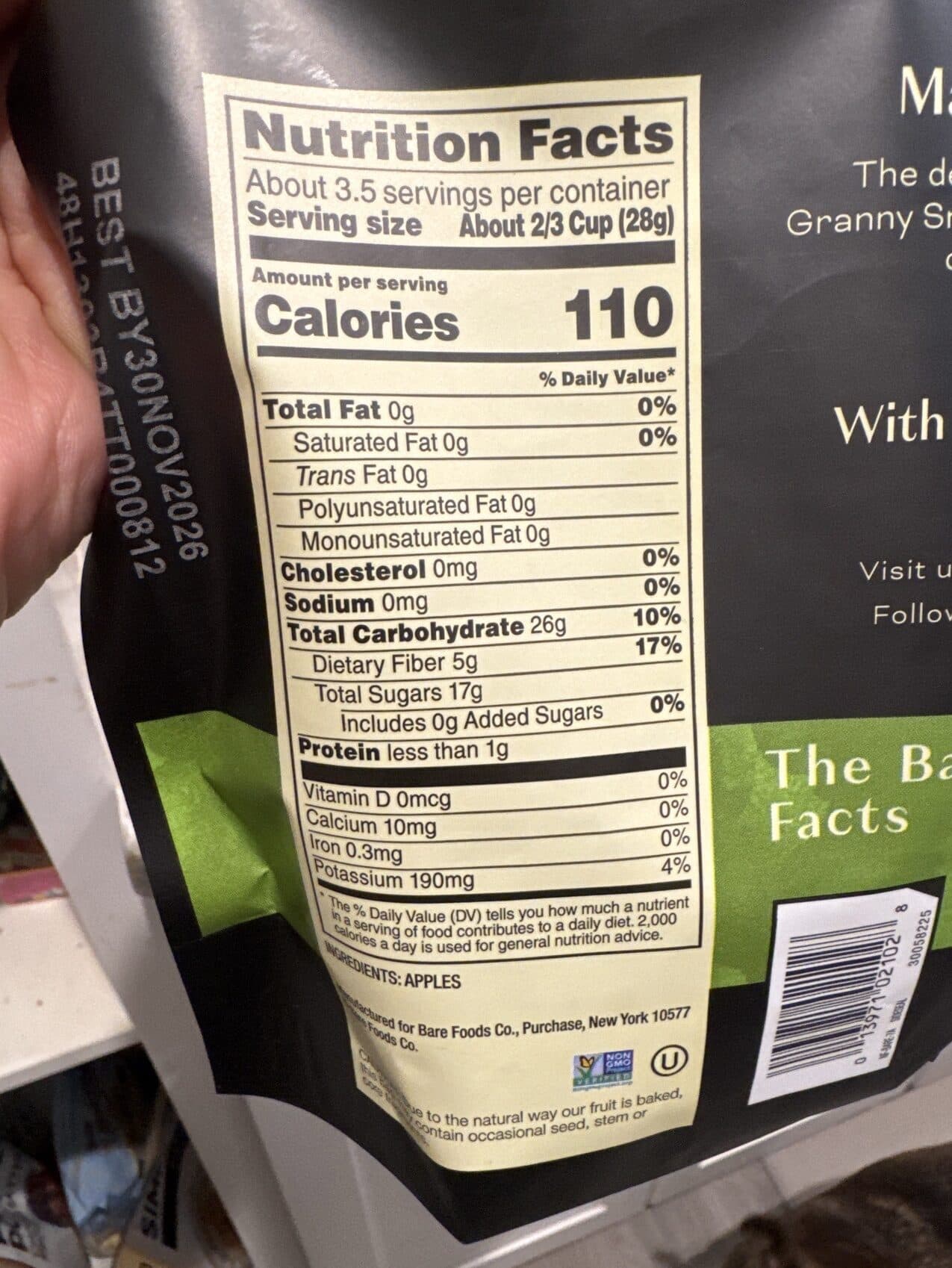 Bare Granny Smith Apple Chips packshot