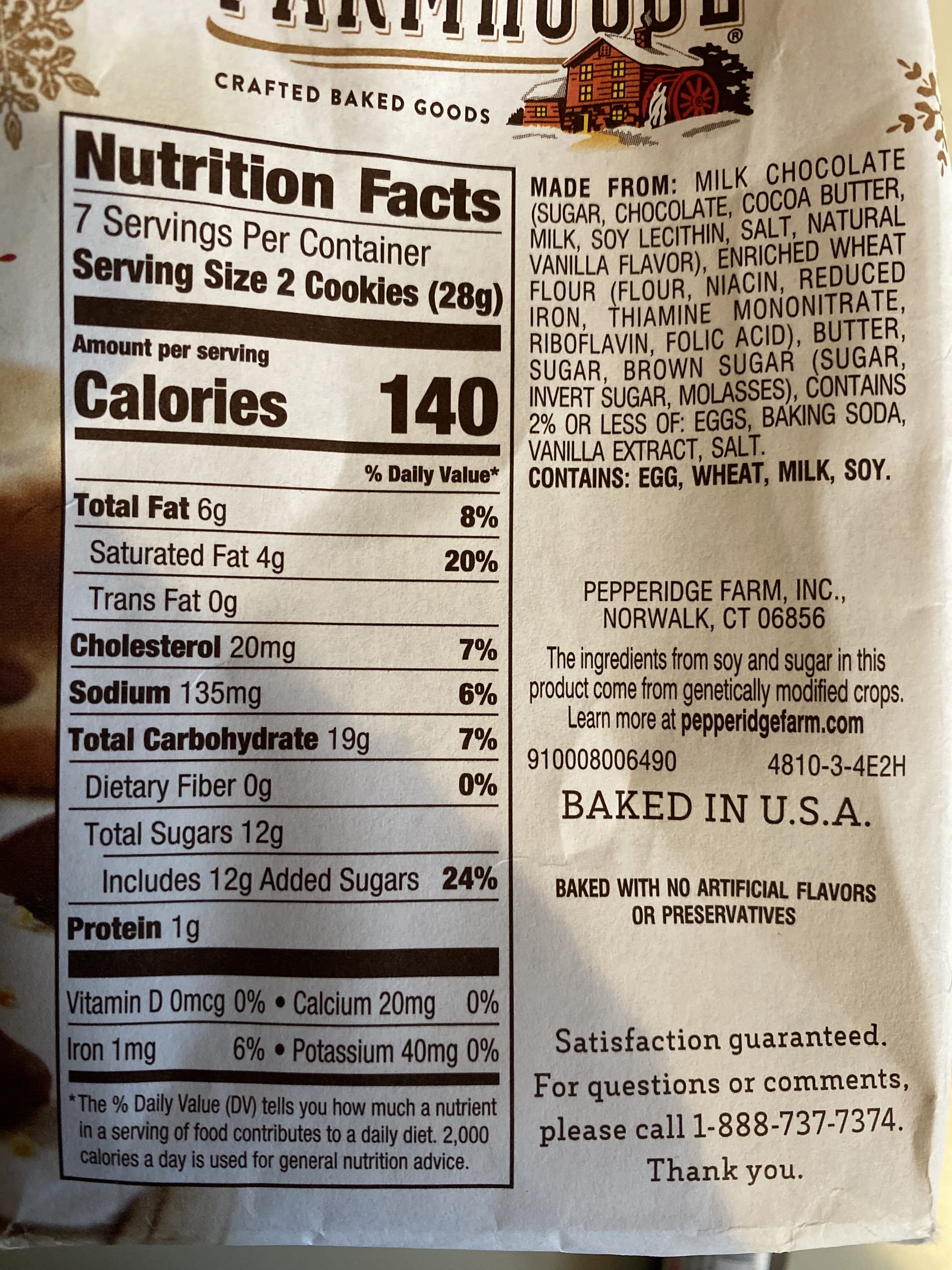 Pepperidge Farm Cookies, thin and crispy, milk chocolate chip packshot