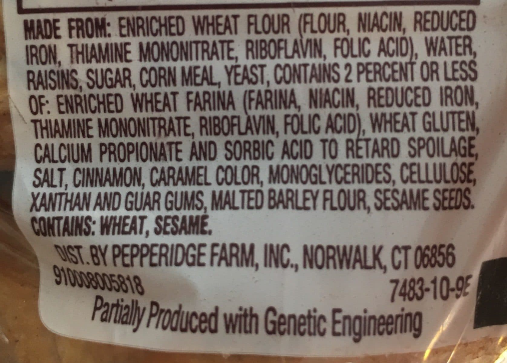 Pepperidge Farm Cinnamon raisin bagels packshot