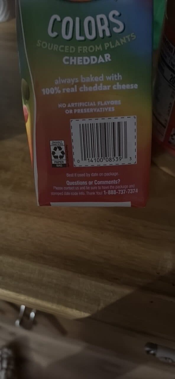 PEPPERIDGE FARM COLORS SOURCED FROM PLANTS CHEDDAR packshot