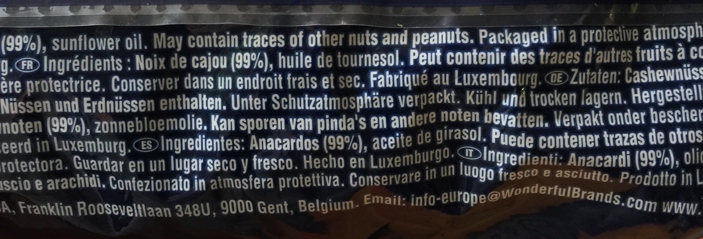 Wonderful Cashews packshot