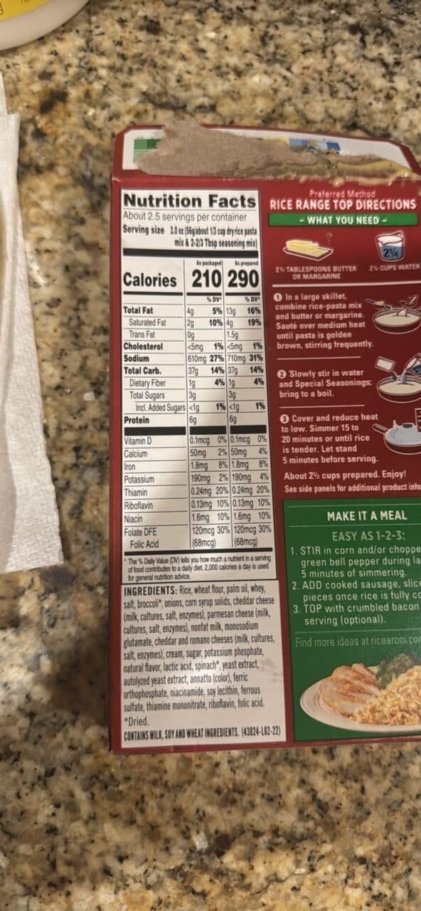 RICE A RONI CHEDDAR BROCCOLI packshot