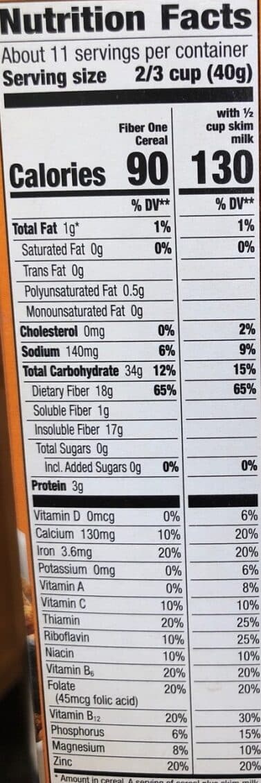 General Mills Fiber bran cereal packshot