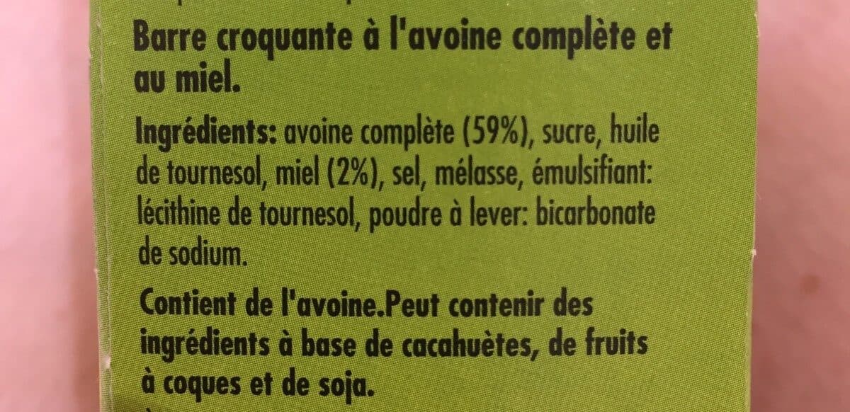 Open Food Facts N / V Oats & Honey Bar packshot