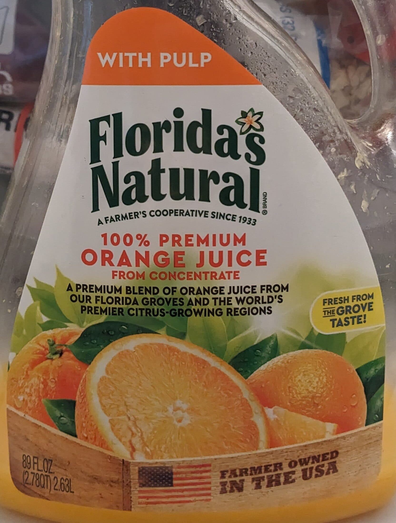Florida's Natural With Pulp 100% Premium Orange Juice From Concentrate Pasteurized packshot