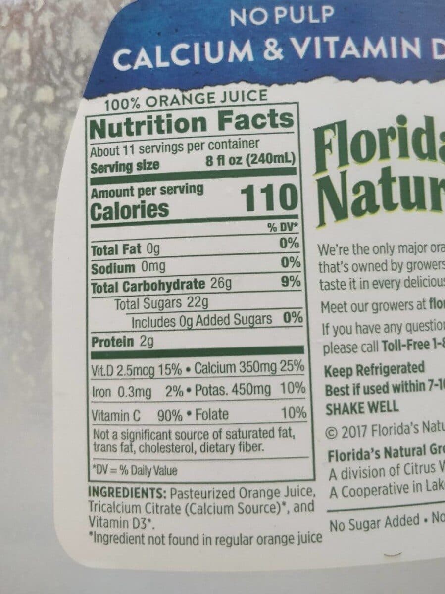 Florida's Natural No Pulp 100% Premium Orange Juice From Concentrate With Calcium & Vitamin D Pasteurized packshot