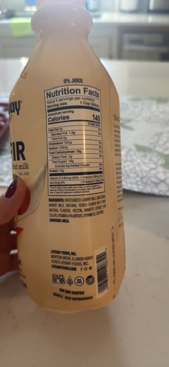Lifeway KEFIR cultured lowfat milk PEACH packshot