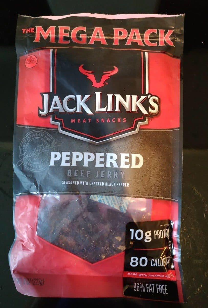 Jack Link's Beef jerky meat snacks, peppered packshot